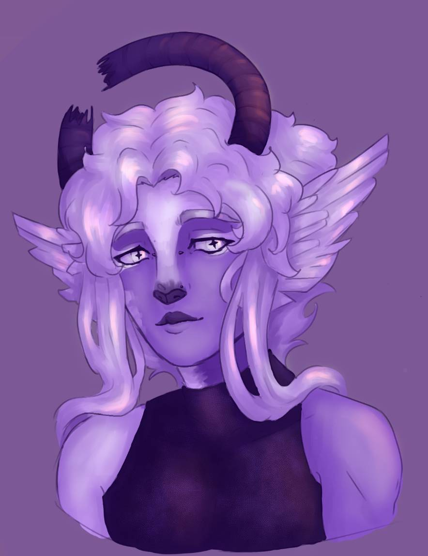 A silly doodle of Requiem's ghoul sona of it being an angel and then a ghoul